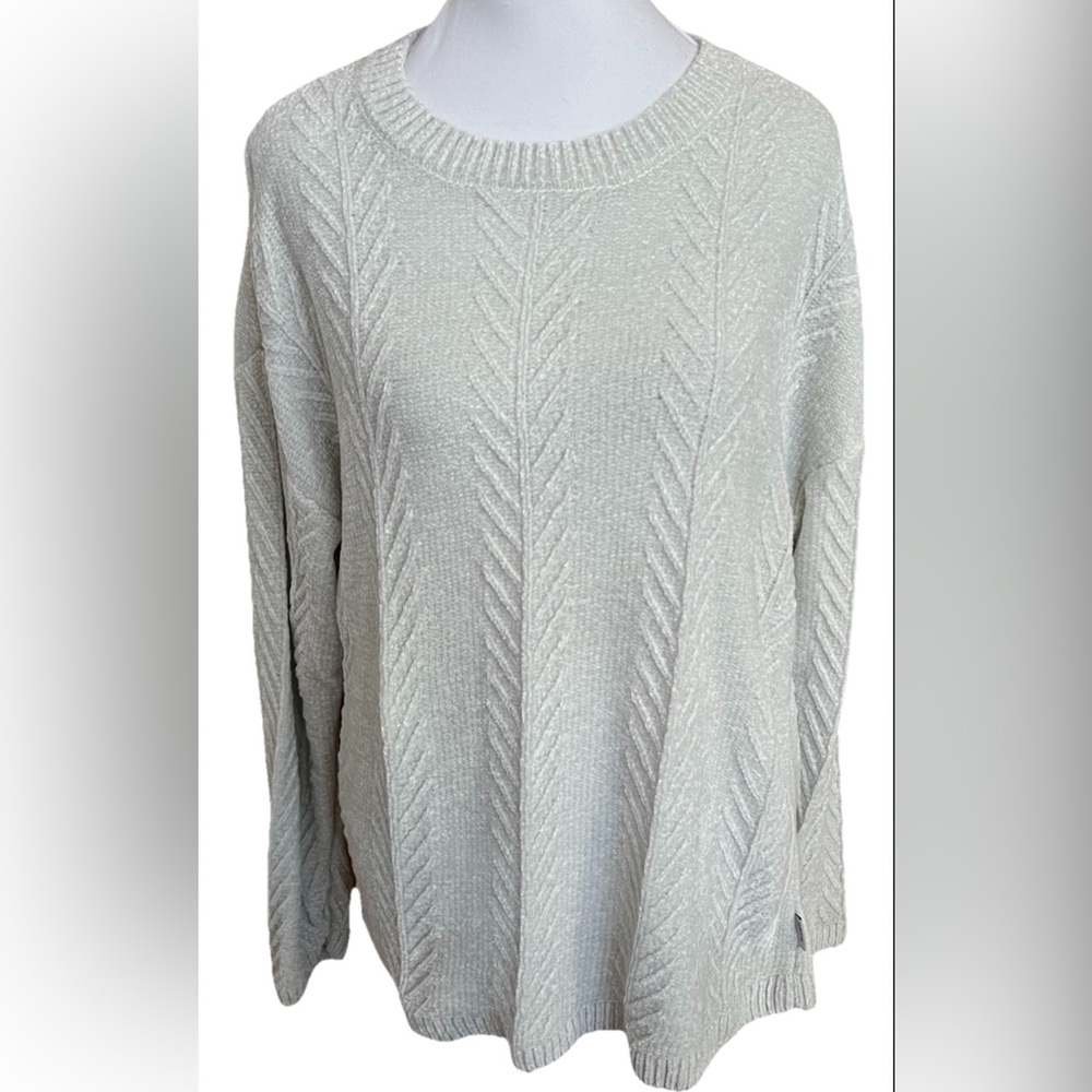 ORVIS Pale Mint Green Chenille Chunky Crew Neck Tunic Sweater Size Small